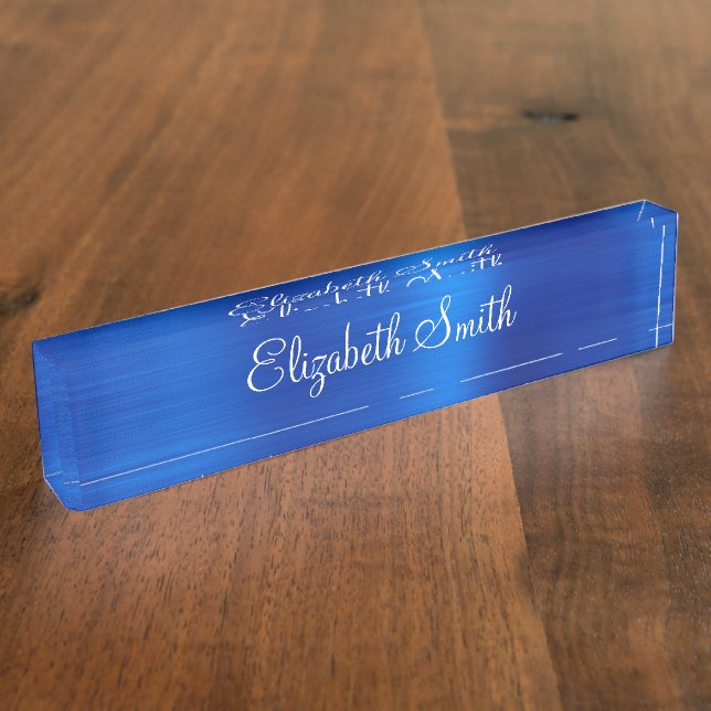 Royal Blue Faux Metallic Foil Nameplate (Side)