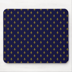 Royal Blue Fleur De Lis Pattern Mouse Pad