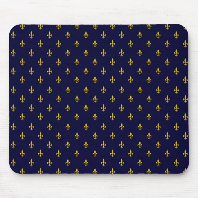 Royal Blue Fleur De Lis Pattern Mouse Pad (Front)