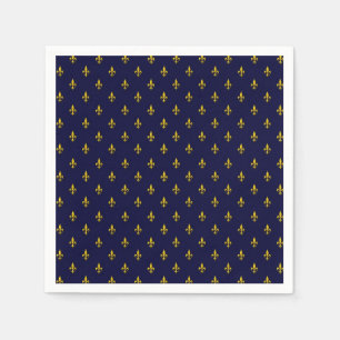 Royal Blue Fleur De Lis Pattern Napkin