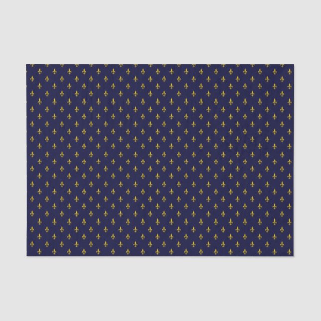Royal Blue Fleur De Lis Pattern Tissue Paper (Front)