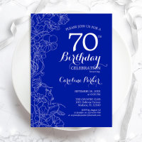 Royal Blue Floral 70th Birthday Party