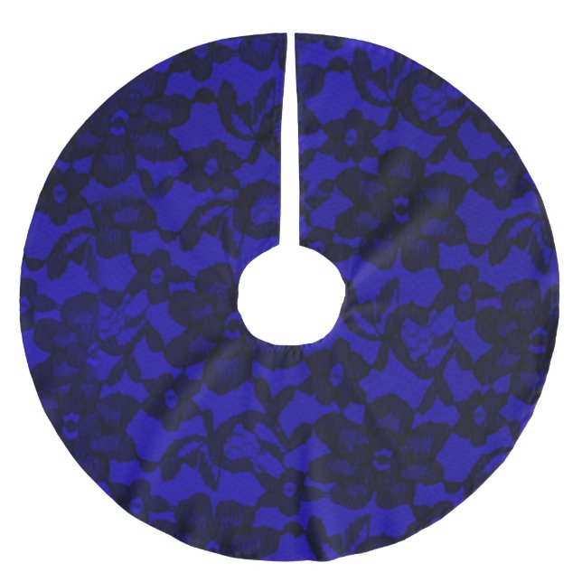 Royal Blue Floral Black Lace Tree Skirt (Front)