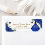 Royal Blue Floral Dress Quinceañera Return Address<br><div class="desc">Personalize these beautiful royal blue floral return address labels easily and quickly. Simply click the "Edit Using Design Tools" button to modify the text, wording, font style, font size, and font colour. You can also add or remove text, and move or remove images. The butterflies and quince girl are movable,...</div>
