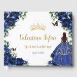 Royal Blue Floral Gold Princess Dress Quinceanera Guest Book<br><div class="desc">Coordinate your party with this elegant personalized Royal Blue Floral Guest Book! Personalize it easily and quickly, simply click the customize it further button to edit the texts, change fonts and fonts colours. Featuring beautiful watercolor royal blue flowers and a girl dressed in a gold embroidered royal blue ball gown....</div>