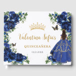 Royal Blue Floral Gold Princess Dress Quinceanera Guest Book<br><div class="desc">Coordinate your party with this elegant personalized Royal Blue Floral Guest Book! Personalize it easily and quickly, simply click the customize it further button to edit the texts, change fonts and fonts colours. Featuring beautiful watercolor royal blue flowers and a girl dressed in a gold embroidered royal blue ball gown....</div>