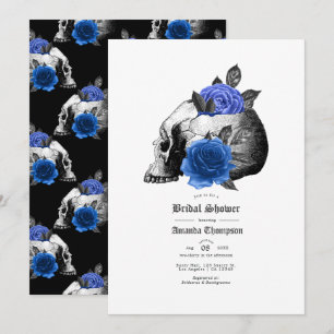 Royal Blue Floral Gothic Bridal Shower Invitation