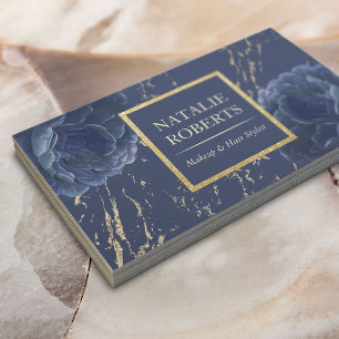 Royal Blue Floral Makeup Artist Hair Salon Business Card