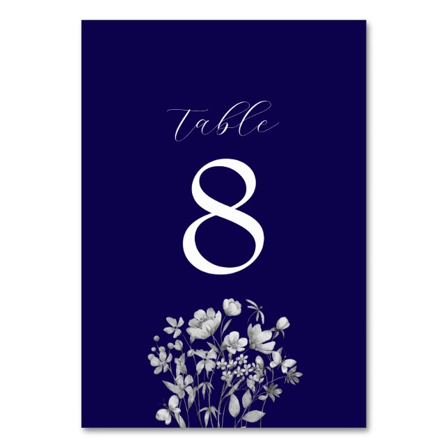 Royal Blue Floral Mariage Numéro de table (Par défaut)
