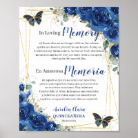 Royal Blue Floral Quinceanera 16 In Loving Memory
