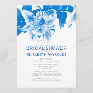 Royal Blue Flower Bridal Shower Invitations