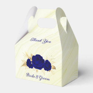 royal blue flowers gold leaves marble favor box