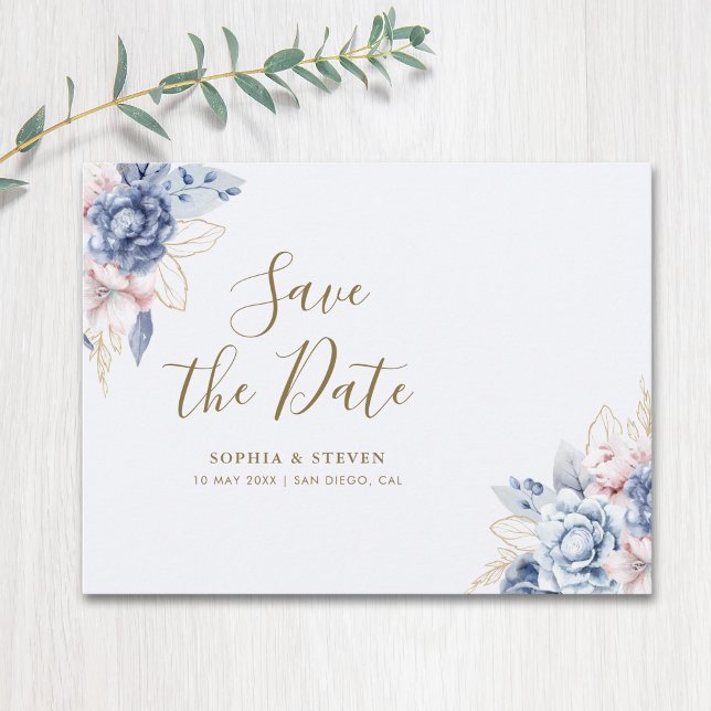 Royal Blue Flowers  Wedding  Postcard (Creator Uploaded)