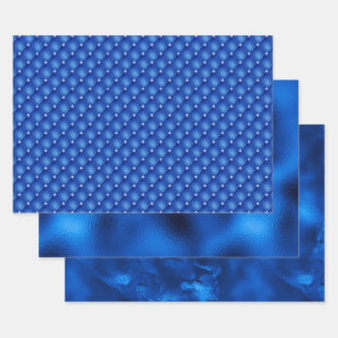 Royal Blue Foil Hanukkah Wrapping Paper Sheets