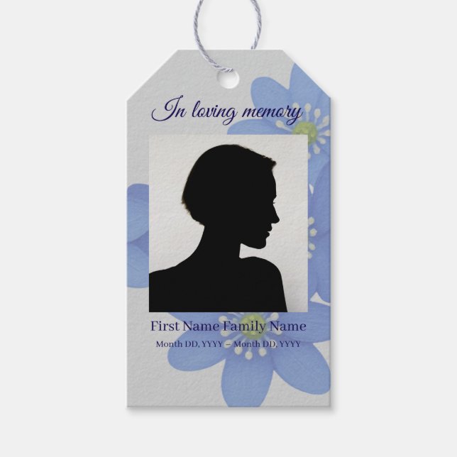 Royal blue funeral ribbon labels (Front)