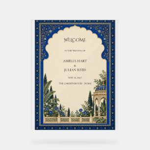 Royal Blue Garden Arch Botanical Wedding Acrylic Sign