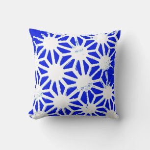Royal blue geometric pattern throw pillow
