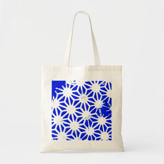 Royal blue geometric pattern tote bag (Front)
