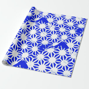 Royal blue geometric pattern wrapping paper