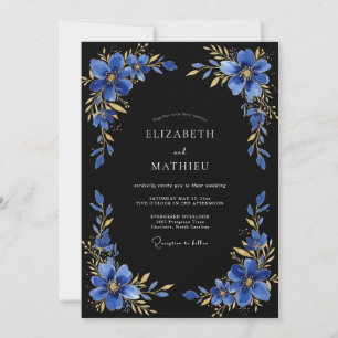 Royal Blue Gilded Evening Wedding Invitation