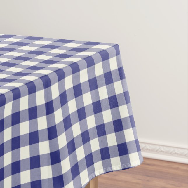 Royal Blue Gingham Cotton Tablecloth (In Situ)