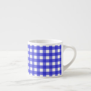 Royal blue gingham espresso cup