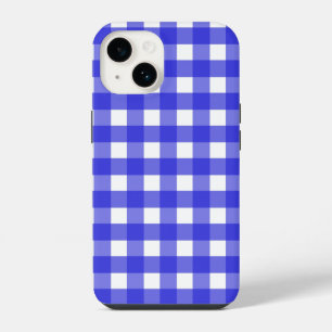 Royal blue gingham iPhone 14 case