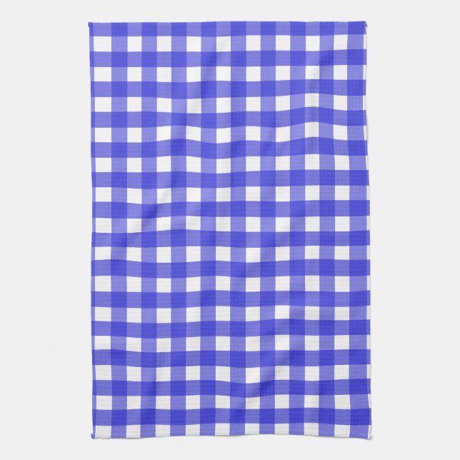 Royal blue gingham kitchen towel (Vertical)