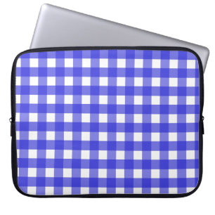Royal blue gingham laptop sleeve