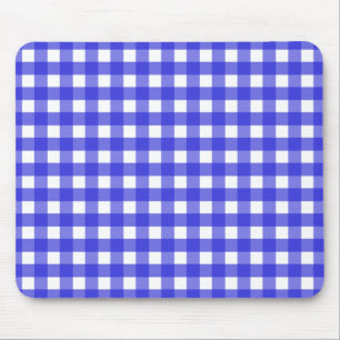 Royal blue gingham mouse pad