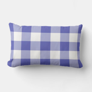 Royal Blue Gingham Pattern Chequered Lumbar Pillow