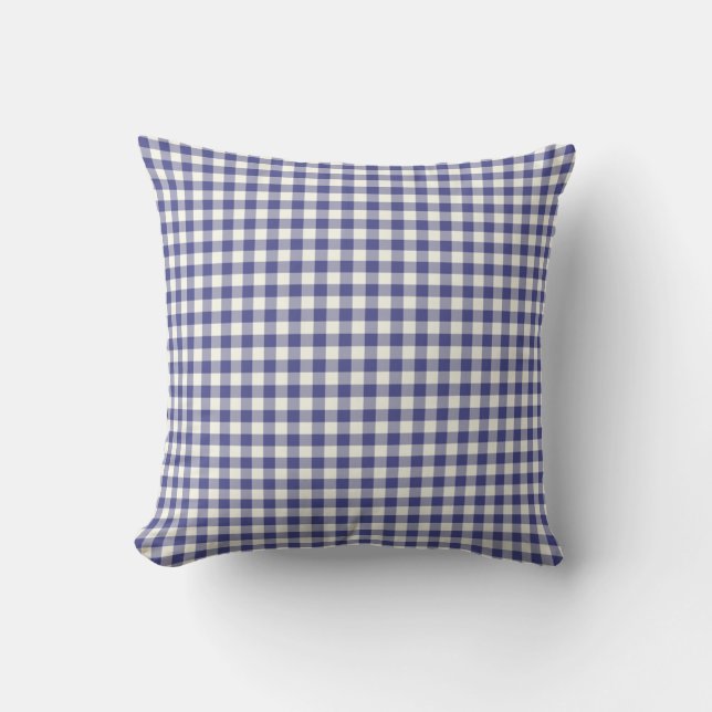Royal Blue Gingham Pattern Outdoor Pillows (Front)
