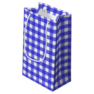 Royal blue gingham small gift bag