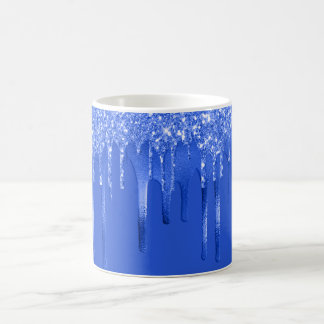 Royal Blue Glitter Drips Coffee Mug