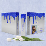 Royal Blue Glitter Drips Quinceanera Photo Album Binder<br><div class="desc">Royal Blue and Silver Glitter Drips Quinceanera Photo Album Binder featuring faux royal blue glitter drips and your custom name and photo. Easy to customize and perfect for all your quince photos! Find album inserts at your local office supply store! Please contact us at cedarandstring@gmail.com if you need assistance with...</div>