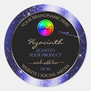 Royal Blue Glitter Frame Product Label with Logo