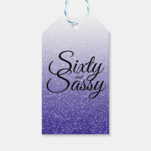 Royal Blue Glitter Ombre 60 Sassy 60th Birthday Gift Tags