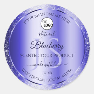 Royal Blue Glitter Product Labels Monogram Logo