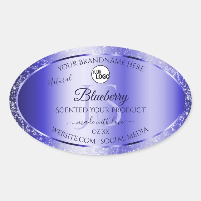 Royal Blue Glitter Product Labels Monogram Logo (Front)