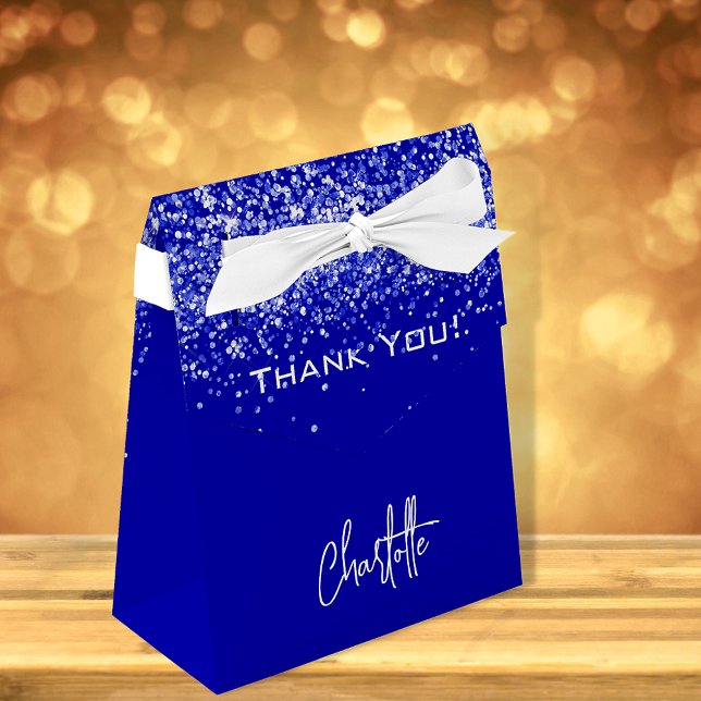 Royal blue glitter sparkles name thank you favor box (Creator Uploaded)