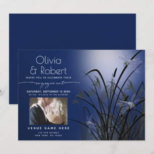 Royal Blue Glow Engagement Moonlight Dragonfly Invitation