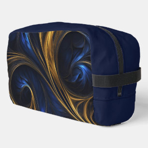 Royal Blue Gold Abstract Swirl Dopp Kit