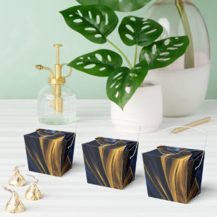 Royal Blue Gold Abstract Swirl Favor Box