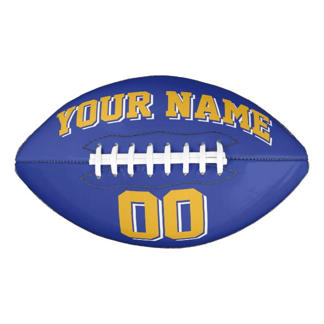 ROYAL BLUE GOLD AND WHITE Custom Football (Front)