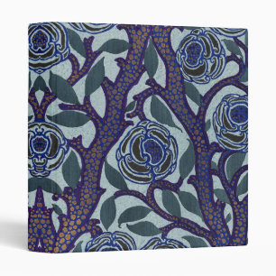 Royal Blue & Gold Art Deco Rose Floral Decor Binder