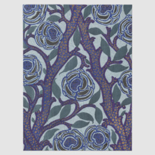 Royal Blue & Gold Art Deco Rose Floral Decor Tissue Paper