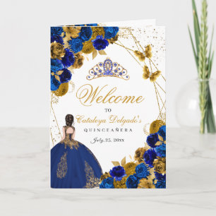Royal Blue & Gold Butterfly Quinceanera Program
