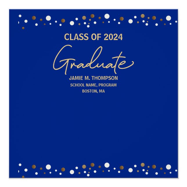 Royal Blue Gold Class of 2024 Custom Poster (Front)
