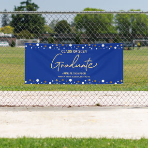 Royal Blue Gold Class of 2024 Graduation Banner