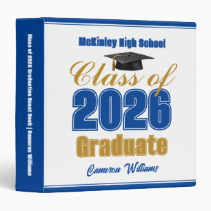 Royal Blue Gold Class of 2026 Graduate Photo Album Binder